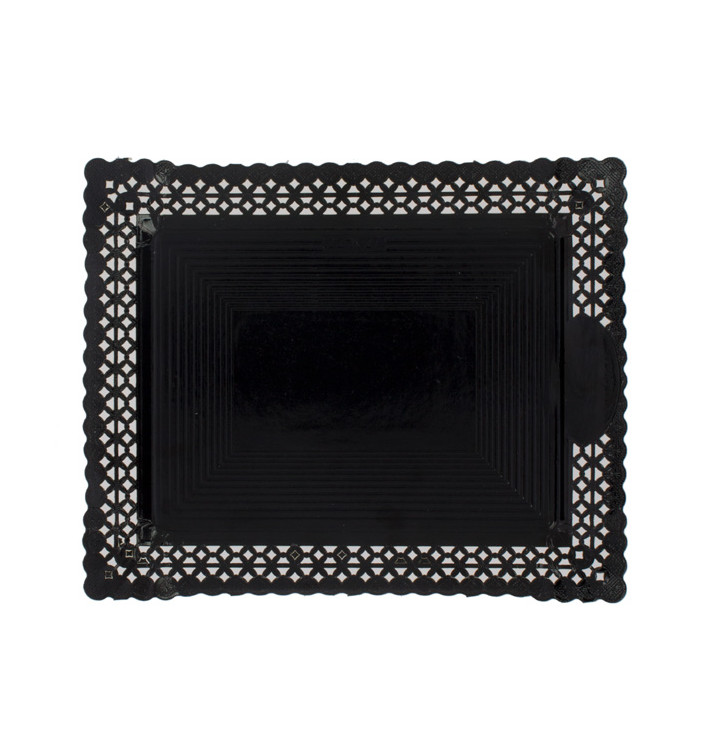 Plateau en Carton Dentelle Noir 18x25 cm (100 Utés) Plateau en Carton Dentelle Noir 18x25 cm (100 Utés)