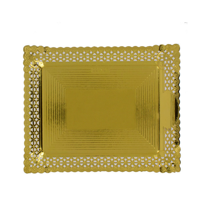 Plateau en Carton Dentelle Doré 22x27 cm (100 Utés) Plateau en Carton Dentelle Doré 22x27 cm (100 Utés)