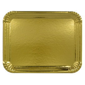 Plat rectangulaire en Carton Doré 16x22 cm (100 Unités)