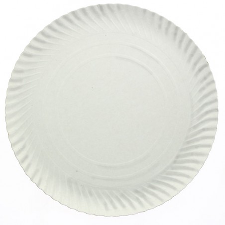 Assiette ronde en carton laminé blanc 253mm