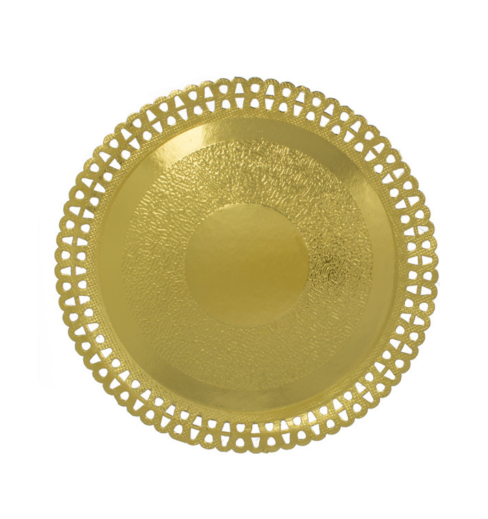 Assiette en Carton Ronde Dentelle Doré 290 mm (200 Utés)