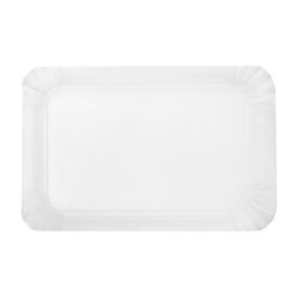 Plat rectangulaire en Carton Blanc 14x21 cm (100 Unités)