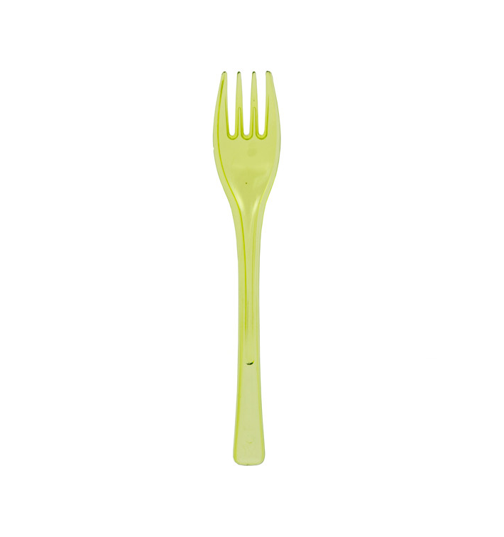 Fourchette Plastique Fly Vert citron Transp. 140mm (50 Utés) Fourchette Plastique Fly Vert citron Transp. 140mm (50 Utés)