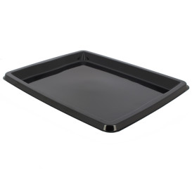 Plateau Plastique Rectangulaire Noir 316x265x20mm (25 Unités)