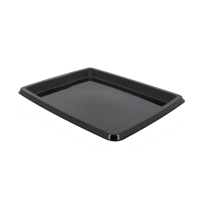 Plateau Plastique Rectangulaire Noir 316x265x20mm (25 Unités)