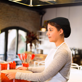 Casquette Cuisinière avec Filet Coton Noir (1 Unité)