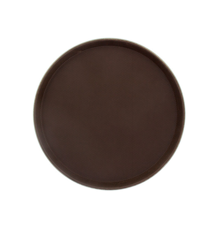 Plateau PP Rond Antidérapant Marron Ø40,0cm (1 Uté) Plateau PP Rond Antidérapant Marron Ø40,0cm (1 Uté)