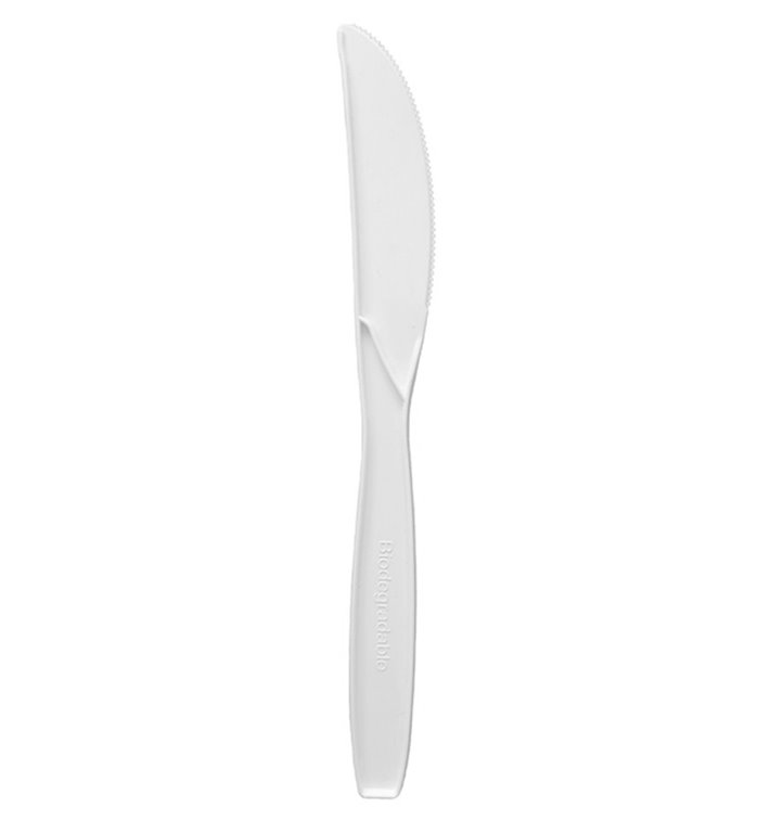 Couteau Amidon de Maïs CPLA Blanc 18cm (50 Utés)