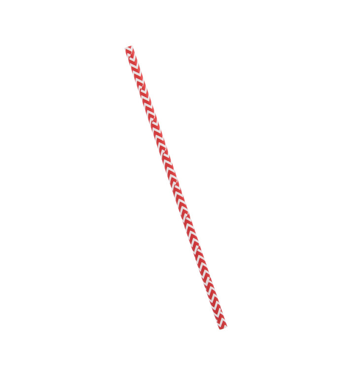 Paille Droite Papier Rouge et Blanc Ø6mm 20cm (6000 Utés) Paille Droite Papier Rouge et Blanc Ø6mm 20cm (6000 Utés)