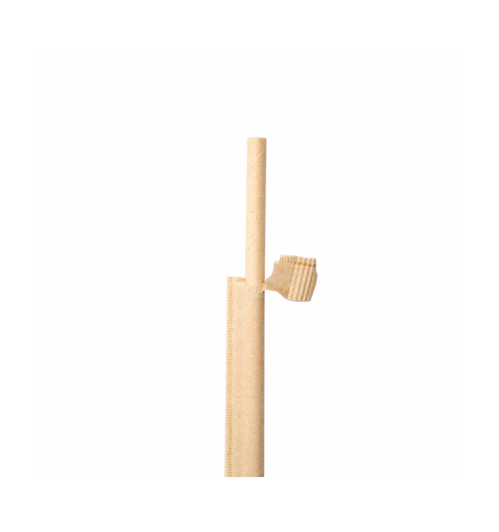 Paille Droite Emballée Papier Kraft Ø6mm 20cm (100 Unités) Paille Droite Emballée Papier Kraft Ø6mm 20cm (100 Unités)