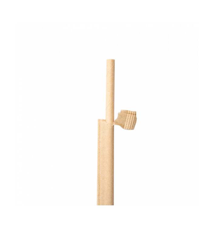 Paille Droite Emballée en Papier Kraft Ø6mm 20cm (6000 Unités) Paille Droite Emballée en Papier Kraft Ø6mm 20cm (6000 Unités)