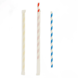Paille Flexible Papier Assortiment Emballé Ø6mm 230mm (250 Utés)