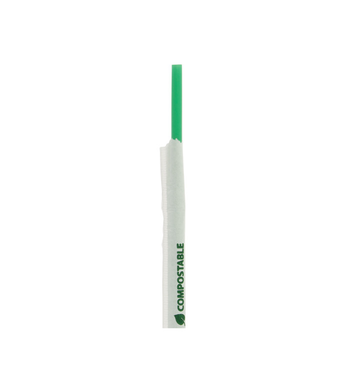 Paille Flexible Emballée PLA Vert Ø6mm 24cm (400 Utés) Paille Flexible Emballée PLA Vert Ø6mm 24cm (400 Utés)