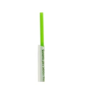 Paille Droite Emballée PLA Verte Ø6mm 20cm (250 Utés)