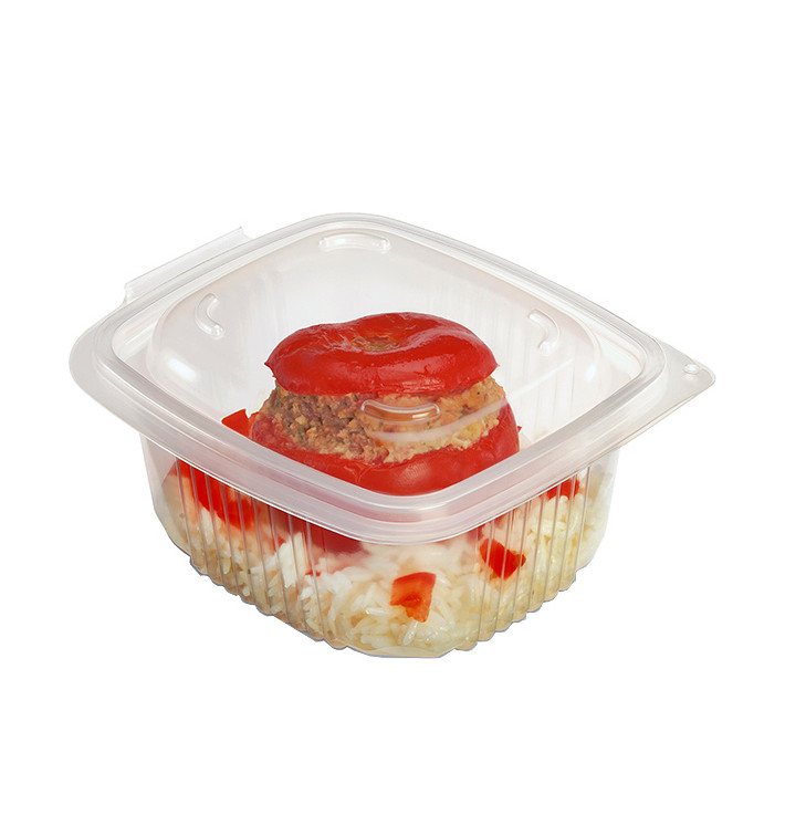 Boîte avec charnière PP Transparent 500ml 142x123mm (50 Utés) Boîte avec charnière PP Transparent 500ml 142x123mm (50 Utés)