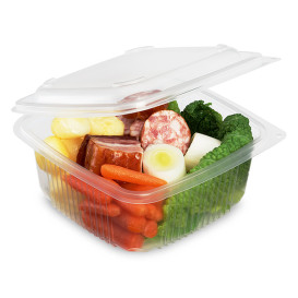 Boîte avec charnière PP Transparent 830ml 158x155mm (50 Utés)