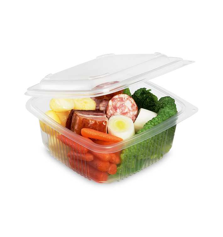 Boîte avec charnière PP Transparent 830ml 158x155mm (50 Utés) Boîte avec charnière PP Transparent 830ml 158x155mm (50 Utés)