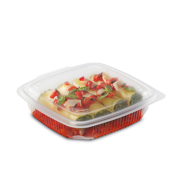 Boîte avec charnière PP Transparent 1200ml 190x185mm (50 Utés) Boîte avec charnière PP Transparent 1200ml 190x185mm (50 Utés)