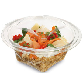 Saladier Rond avec charnière APET Transparent 500ml Ø155mm (50 Utés)