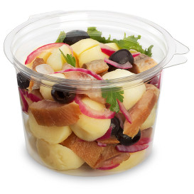 Pot Rond avec charnière APET Transparent 500ml Ø120mm (40 Utés)