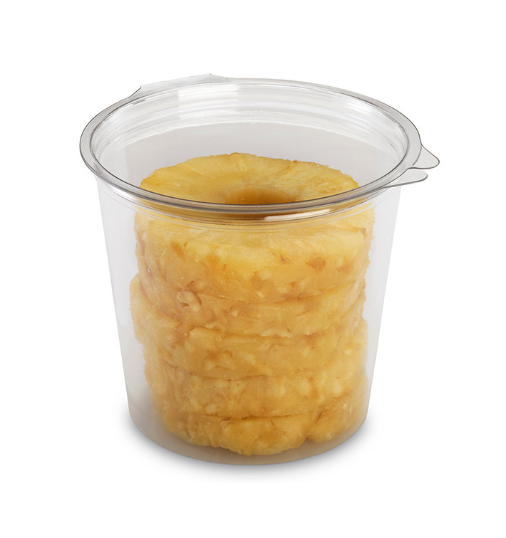Pot Rond avec charnière APET Transparent 1000ml Ø134mm (180 Utés) Pot Rond avec charnière APET Transparent 1000ml Ø134mm (180 Utés)