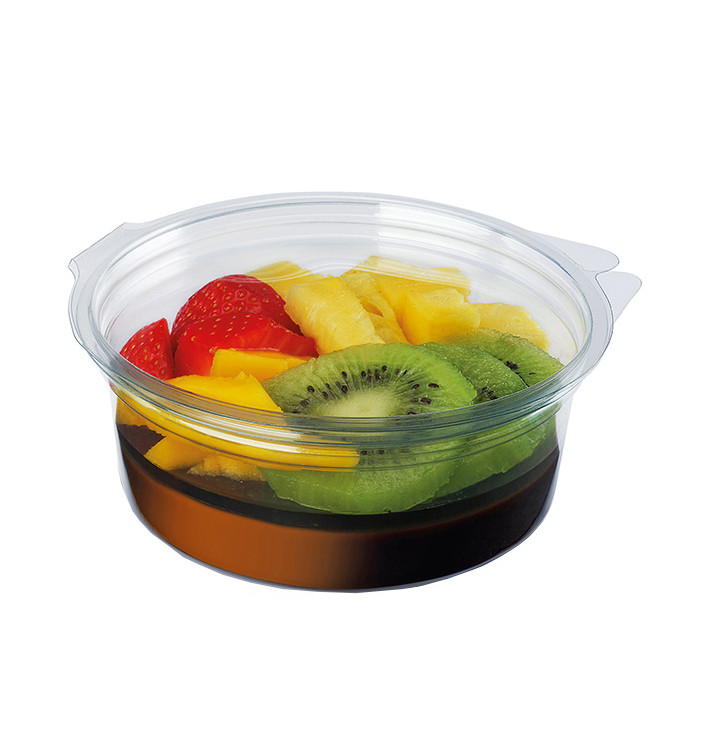 Pot Rond avec charnière APET Transparent 400ml Ø120mm (40 Utés) Pot Rond avec charnière APET Transparent 400ml Ø120mm (40 Utés)