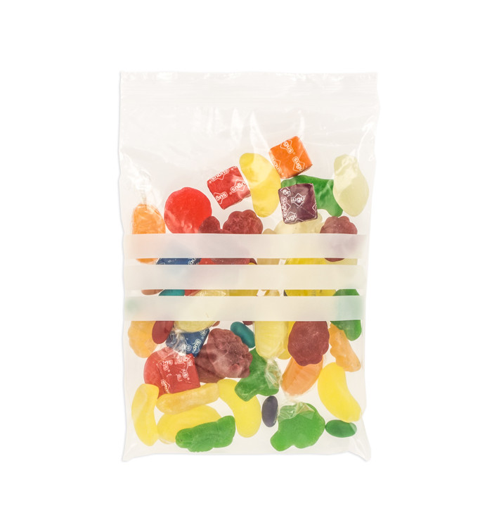 Sac en PE Fermeture zip à bandes blanches 12x18cm G160 (1000 Utés) Sac en PE Fermeture zip à bandes blanches 12x18cm G160 (1000 Utés)
