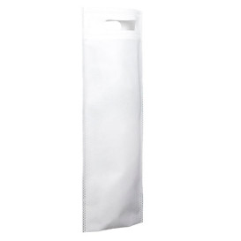 Sac Non-Tissé pour Bouteille Blanc 17+10x40cm (25 Utés)
