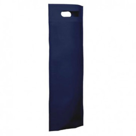 Sac Non-Tissé pour Bouteille Bleu Marine 17+10x40cm (25 Utés)