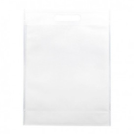 Sac Non-Tissé avec Anses Découpées Blanc 30+10x40cm (25 Utés)