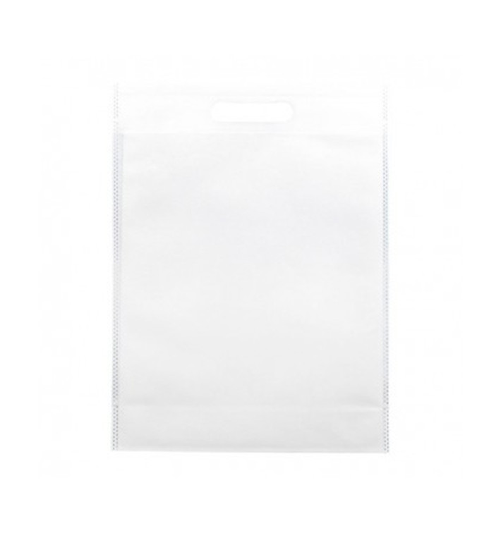 Sac Non-Tissé avec Anses Découpées Blanc 30+10x40cm (25 Utés) Sac Non-Tissé avec Anses Découpées Blanc 30+10x40cm (25 Utés)