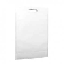 Sac Non-Tissé avec Anses Découpées Blanc 30+10x40cm (200 Utés)
