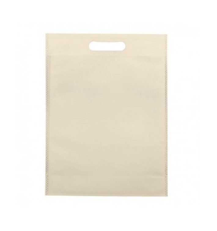 Sac Non-Tissé avec Anses Découpées Crème 30+10x40cm (200 Utés) Sac Non-Tissé avec Anses Découpées Crème 30+10x40cm (200 Utés)
