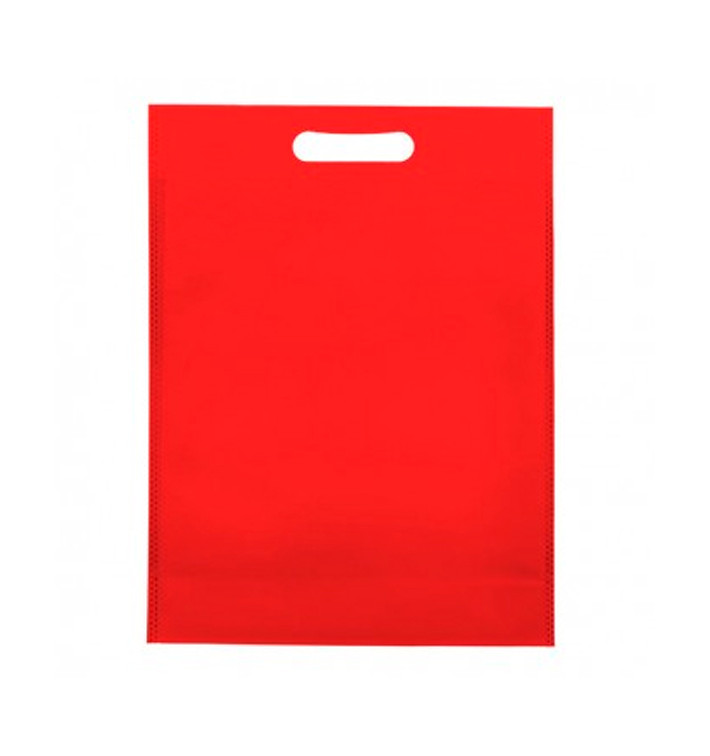 Sac Non-Tissé avec Anses Découpées Rouge 30+10x40cm (200 Utés) Sac Non-Tissé avec Anses Découpées Rouge 30+10x40cm (200 Utés)