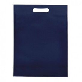 Sac Non-Tissé avec Anses Découpées Bleu Marine 30+10x40cm (25 Utés)