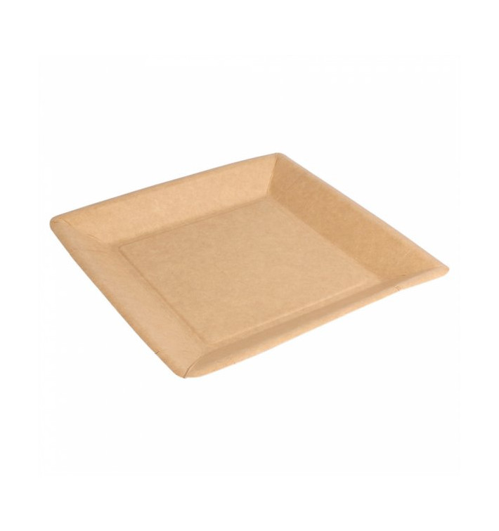 Assiette en Papier Biocoated Naturel Carrée 23cm (400 Utés) Assiette en Papier Biocoated Naturel Carrée 23cm (400 Utés)