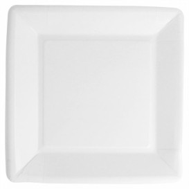 Assiette en Papier Biocoated Blanc Carrée 23cm (20 Utés)