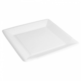 Assiette en Papier Biocoated Blanc Carrée 23cm (400 Utés)