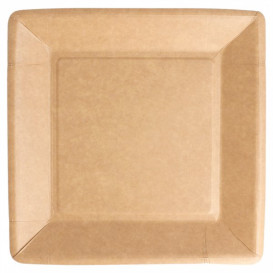 Assiette en Papier Biocoated Naturel Carrée 18cm (20 Utés)