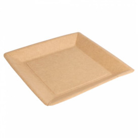 Assiette en Papier Biocoated Naturel Carrée 18cm (20 Utés)