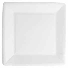 Assiette en Papier Biocoated Blanc Carrée 18cm (20 Utés)