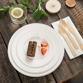 Assiette Canne à Sucre Premium Wave Blanc Ø18cm (600 Unités)