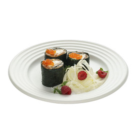Assiette Canne à Sucre Premium Wave Blanc Ø23cm (50 Unités)