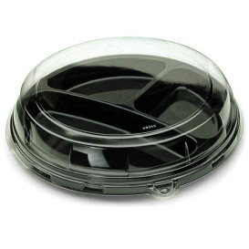 Assiette en Plastique Noire 3 Compartiments 26cm (25 Utés)