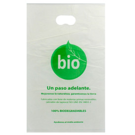 Sac en Plastique avec Anses Découpées 100% Compostable 20x33 cm (100 Utés)