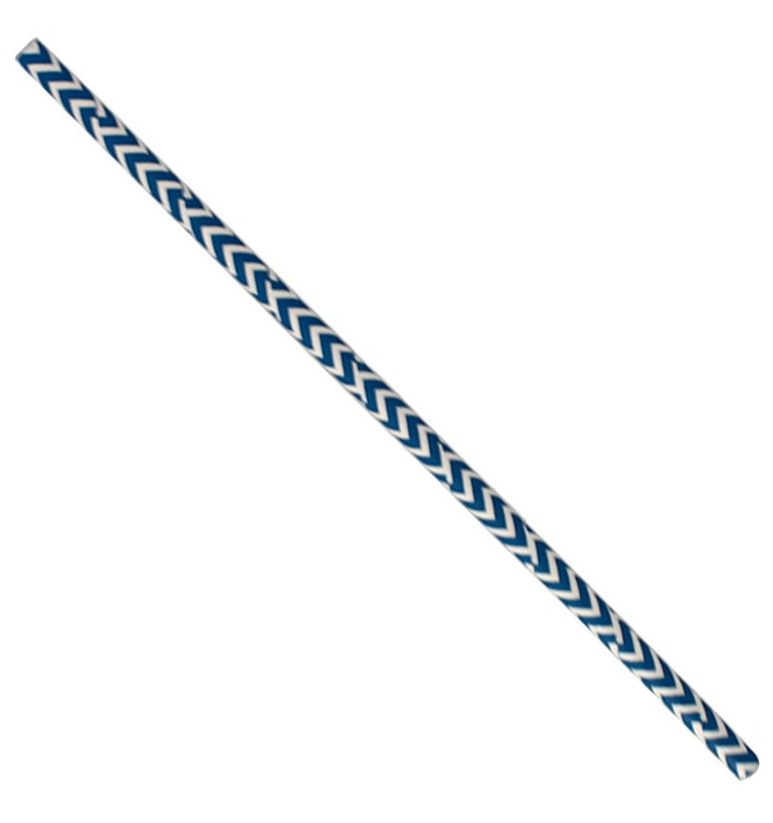 Paille Droite Papier Bleu et Blanc Ø6mm 20cm (6000 Utés) Paille Droite Papier Bleu et Blanc Ø6mm 20cm (6000 Utés)