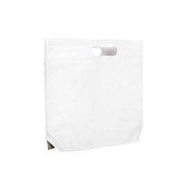 Sac Non-Tissé avec Anses Découpées Blanc 34+8x26cm (25 Utés)