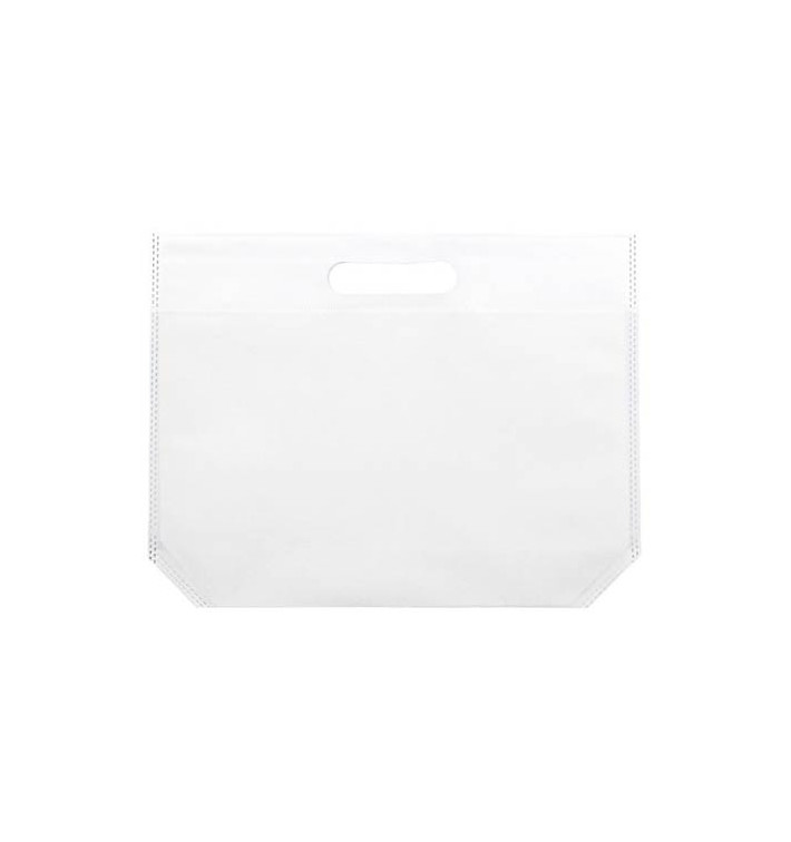 Sac Non-Tissé avec Anses Découpées Blanc 34+8x26cm (200 Utés) Sac Non-Tissé avec Anses Découpées Blanc 34+8x26cm (200 Utés)