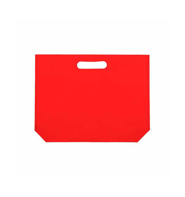 Sac Non-Tissé avec Anses Découpées Rouge 34+8x26cm (200 Utés) Sac Non-Tissé avec Anses Découpées Rouge 34+8x26cm (200 Utés)