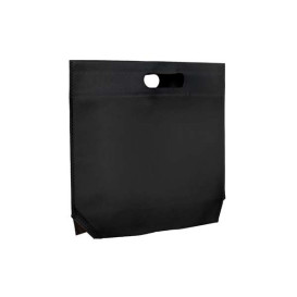 Sac Non-Tissé avec Anses Découpées Noir 34+8x26cm (200 Utés)